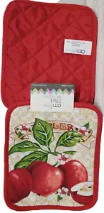 2er Set mit gleichen bedruckten Jumbo Topfhaltern (7""x8"") 3 & HALBE ROTE APFEL, AM - Bild 1 von 9