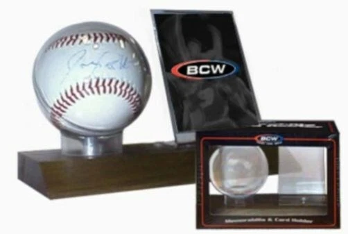 BCW Real Walnut Wood Base Baseball and Trading Card Display holder - Image 1 of 1