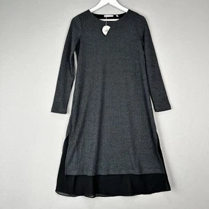Patrizia Luca Womens Dress Extra Small Gray Ribbed Sweater Travel Minimalist - Picture 1 of 10