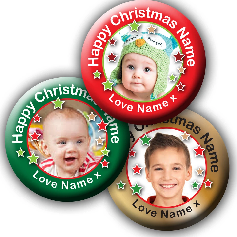 BONGO BADGES Christmas Photo Badges,Magnet,Mirror,Gift,Stocking Filler Grandma, Dad, Grandad~