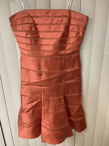 Neu mit Etikett Chetta B Sherrie Bloom Größe 12, lachsfarben, trägerlos, Seide, Cocktailkleid - Bild 1 von 14