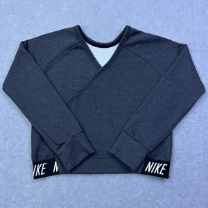 Nike Kid Studio Reversible Long Sleeve XL Charcoal Wrap Sweatshirt Top CN6227 - Picture 1 of 9
