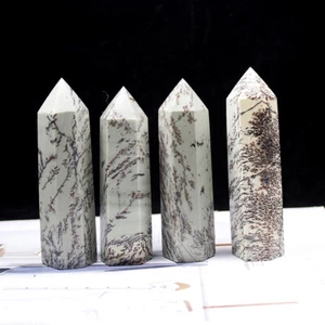 Natural Grass Flower Jasper Stone Quartz Crystal Wand Point Healing Gemstone - Picture 1 of 7