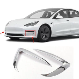 For Tesla Model 3 2017 2018-2023 Chrome ABS Front Fog Light Lamp Strip Trim New - Bild 1 von 10