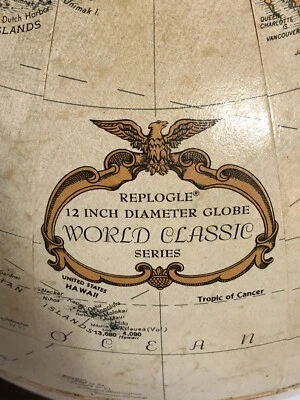 Vintage Globo Serie Clásica Mundial Replogle 12" Relieve Elevado Topográfico Años 80’s Foto 1 de 4