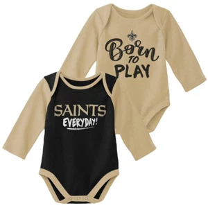 New Orleans Saints Newborn/Infant Little Player Long Sleeve 2-Pack Bodysuit 6-9 - Picture 1 of 1