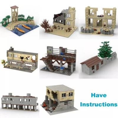 MOC Military WWII Modern Street Army Battle View Baseplate Weapon Bricks Set DIY - Image 1 of 4