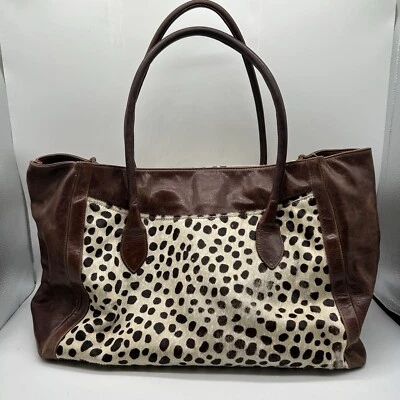 Bolso de hombro grande Glenda Gies de piel de animal de cuero marrón Foto 1 de 4