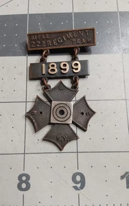 Distintivo 1899 Guardia Nazionale New York 22° Reggimento Squadra Marksman - Foto 1 di 2