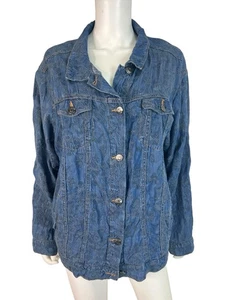 Johnny Was Womens Jacket Qiva Embroidered Denim Textured Boho Oversized Size XL - Picture 1 of 16
