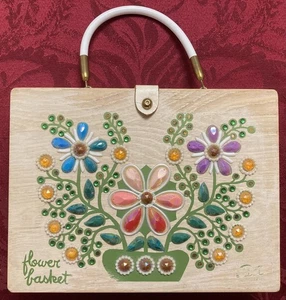 Vintage 1960s Enid Collins Box Purse FLOWER BASKET - Picture 1 of 9