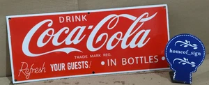 Drink Coca Cola Porcelain Enamel Sign 24 X 10 Inches 1 sides - Picture 1 of 6
