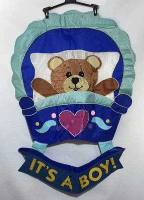 Brown Bear Its a Boy Género Revelar Casa Bandera Azul 32 X 46 Doble Cara Foto 1 de 4