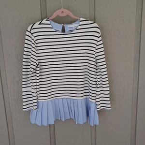 Top English Factory a righe tecnica mista taglia M donna cotone preppy buco della serratura dietro - Foto 1 di 12
