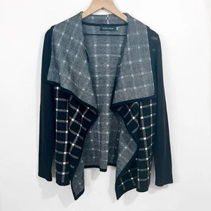 Ivanka Trump Black Cardigan White Plaid Detail Open Style Flattering Shape Sz S - Picture 1 of 6