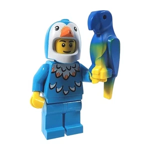 LEGO Costume Uccellino Blu Ragazzo Tuta CMF BAM Minifigure Figura con Pappagallo Blu Giallo - Foto 1 di 4