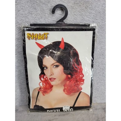 Peluca Spirit Halloween Diablo Cuernos Rojos Adulto Negro Disfraz Fiesta Accesorio Foto 1 de 2