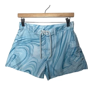 Vintage OP Hawaiian Blue Surf Board Shorts Swirl Women’s Junior’s Sz 5/6 - Picture 1 of 5