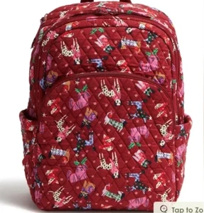 Vera Bradley Cotton Essential Large Backpack Holiday Hounds Christmas NWT - Picture 1 of 1