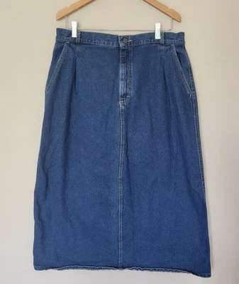 Falda midi de mezclilla LL Bean de colección para mujer talla 16 algodón profesor modesto hecha en unión años 80 Foto 1 de 4
