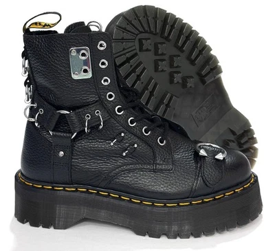 Dr Martens Jadon HDW Hardware Piercing Leather Platform Boots Milled Mens 9 - 14 - Image 1 of 4