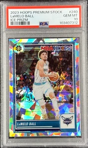 2023 HOOPS PREMIUM STOCK LaMELO BALL ICE PRIZM #240 GEM MT 💎 PSA 10 POP 3 - Picture 1 of 6