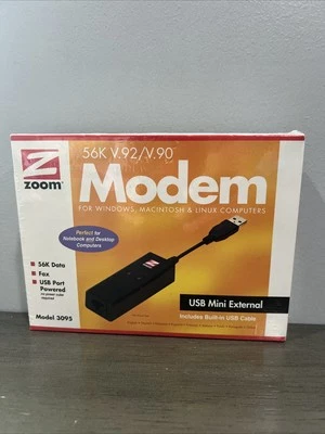 Zoom Model 3095 USB Modem 56K V.92 Data Fax Dial-Up Windows Macintosh  Linux Co - Image 1 of 4
