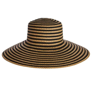 Eric Javits Margot Packable Straw Hat Black Gold  UPF 50+ sun protection New - Image 1 of 4