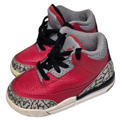 Nike Air Jordan 3 Retro Rojo Fuego Gris Cemento Talla 6C Niño TD CQ0489-600 Foto 1 de 4