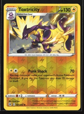 Pokemon Toxtricity 107/264 Fusion Strike Reverse Holo Rare NM - Image 1 of 2