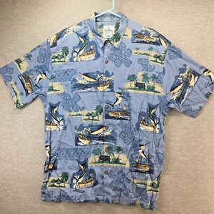 Guy Harvey AFTCO Shirt Mens XL Blue Marlin Fishing Boat Short Sleeve Button - Picture 1 of 6