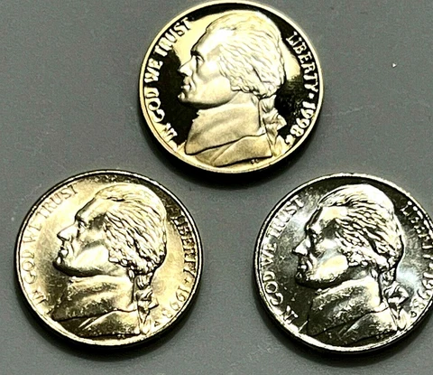 1998 P D S CHOICE Jefferson Nickels + PROOF (3 COINS) Cover