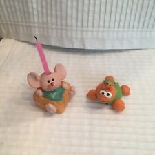 VTG Russ & Berrie Co. Animal Birthday Buddies Cake Candle Holde Turtle & Mouse