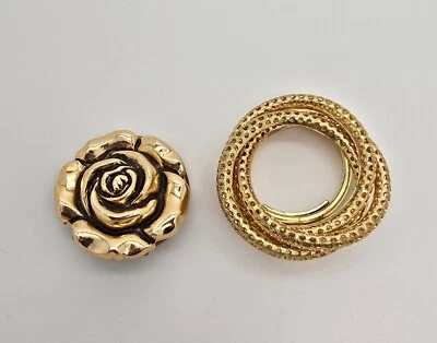 LOTE DE 2 CLIPS DE BUFANDA VINTAGE FIRMADOS EN TONO DORADO DE ALEMANIA OCCIDENTAL  Foto 1 de 4