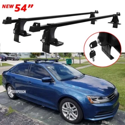 Portaequipajes de carga con barra transversal de techo superior de 54" de acero para Volkswagen Jetta GLI Foto 1 de 4