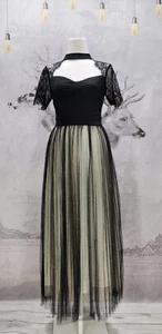 Neu Wanssy Damen kurzarm Abend Kleid schwarz Spitze Tüll Größe XS 508-4473 - Bild 1 von 4