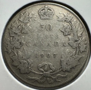 1907 FIFTY CENTS CANADA HALF DOLLAR NICE GRADE! - Bild 1 von 2