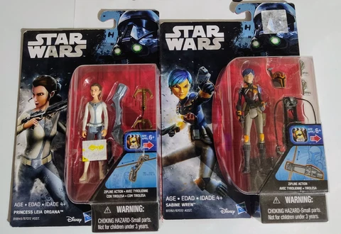 STAR WARS REBELS SABINE WREN & PRINCESS LEIA LOT of 2 FIGURES AHSOKA Card Wear Cover