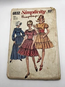 Vestido para mujer Prairie Simplicity 6832 vintage años 60 1966 patrón de costura para niñas” - Imagen 1 de 3
