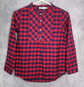 Vineyard Vines Red Navy Gingham Plaid Flannel Shirt Top Girls Size Large 14 - Picture 1 of 8