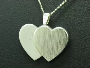 835 Argento Catena & Cuori Rimorchio/Doppio / Liebe / Vero / 52,3 CM - Foto 1 di 3