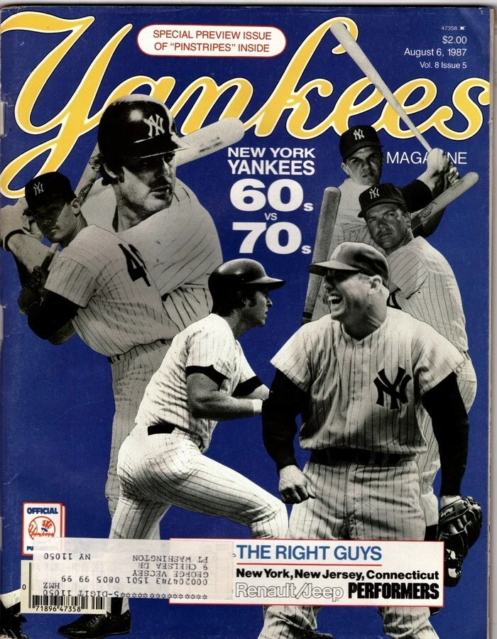 Yankees Magazine, New York Yankees 60's vs 70's, Volume 8, No. 5, August 6, 1987 - Image 1 of 1