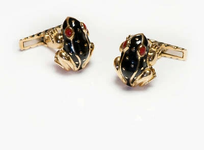 Gemelos David Webb Rana Oro 18K Esmalte Negro Rana Foto 1 de 2