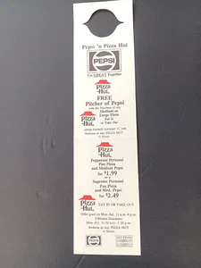 Pepsi 'N Pizza Hut Bottle Topper Coupon Hanger From 1988 For The Maine Locations - Picture 1 of 4