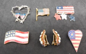 HOBE Vintage Earrings and Patriotic Pins Brooches VOTE 4th of July EUVC - Picture 1 of 16