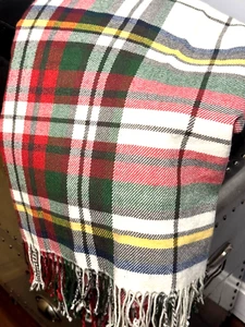 Pottery Barn Lightweight Throw w/ Fringe Red, Green, Cream Plaid 62" x 55" - Picture 1 of 7