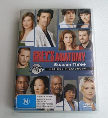Grey's Anatomy Season 3 Third Seriously Extended DVD 7 Discs Region 4 GC  - image 1 of 4