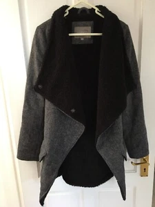 Waterfall Coat Jacket By Sandwich Noa Noa Grey Brushed Tweed Fleece Lined UK 12 - Picture 1 of 5