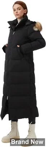 Fitouch Women's Waukee, Full Length Long Down Parka Puffer Coat, Black, Large - Picture 1 of 8