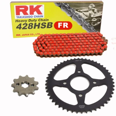 Chain Set Suitable For Honda CB 125 F 15-20 Chain RK FR 428 HSB122 Open Red 15 - Image 1 of 4
